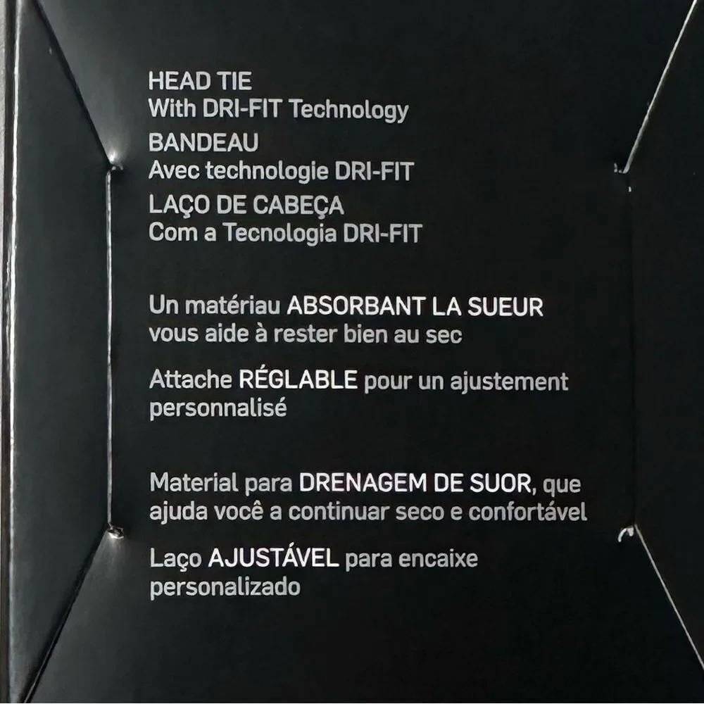 NIKE OS Dri-FIT Unisex Black White Logo Athletic Headband Tie